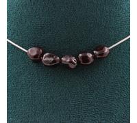 Collana 5 Perle Granato Spessartina Del Mozambique. Catena IN Acciaio da Donna