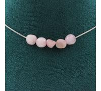 Collana 5 Perle Kunzite Del Brasile Catena IN Acciaio Inossidabile Collana Donne