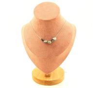 Collana 5 Perle Occhio Di Falco Del Sudafrica. Catena In Acciaio Collana Donna