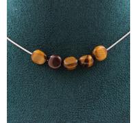 Collana 5 Perle Occhio di Tigre D'Africa Del Sud. Catena IN Acciaio Donne