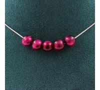 Collana 5 Perle Occhio Di Tigre Fucsia 8 Mm. Catena In Acciaio Collana Donne, Ho