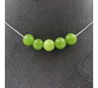 Collana 5 Perle Peridoto 8 MM Catena IN Acciaio Inossidabile Donne, Uomini