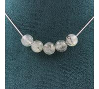 Collana 5 Perle Prehnite D'Africa 8 MM Catena IN Acciaio Inossidabile Fem