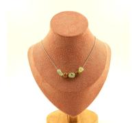 Collana 5 Perle Prehnite Del Canada + Legno 8 MM IN Acciaio Taglia Personna