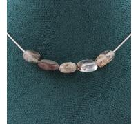 Collana 5 Perle Quarzo Fantasma Verde Del Brasile Catena IN Acciaio Donne