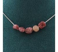 Collana 5 Perle Rubino Del Brasile Catena IN Acciaio Inossidabile Donne, Hom