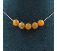Collana 5 Perle Sardonyx Giallo 8 MM Catena IN Acciaio Inossidabile Donne