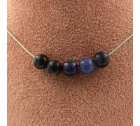 Collana 5 Perle Sodalite 8 MM Catena IN Acciaio Inossidabile Collana Donne, Uomo