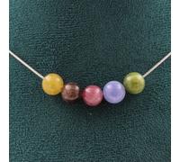 Collana 5 Perle Tormalina Multicolore 8 MM Catena IN Acciaio Collana Donne, Ho