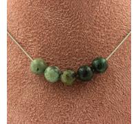 Collana 5 Perle Turchese Africano 8 MM Catena IN Acciaio Inossidabile Collana Fe