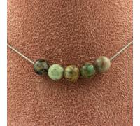 Collana 5 Perle Turchese Del Perù 8 MM Catena IN Acciaio Inossidabile Fem