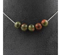Collana 5 Perle Unakite 8 MM Catena IN Acciaio Inossidabile Donne, Uomini