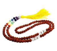 Collana 7 Chakra Perline Preoccupanti Pietra Preziosa Rudraksha Buddha Yoga...