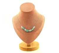Collana 7 Perle Acquamarina Del Brasile + Amazzonite Catena Collana Fe