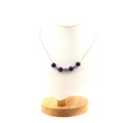 Collana 7 Perle Ametista Del Brasile + Occhio di Tigre Viola 8 MM Collana Donne