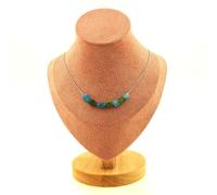 Collana 7 Perle Apatite Blu Del Brasile + Diopside Catena IN Collana