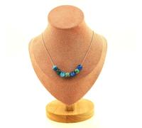 Collana 7 Perle Crisocolla Di Namibia Qualità 7A + Agata Phylum Collana da Donna