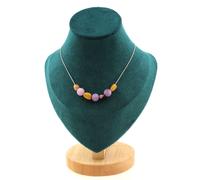 Collana 7 Perle Mookaite D'Australia + Mica Viola Opaco 8 Mm Catena In Collana