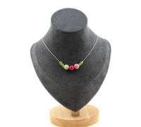 Collana 7 Perle Peridoto Di Myanmar (Birmania) + Tormalina melon Taglia Person