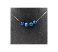 Collana - A Bijoux - Agata blu striata - 4 perle - Acciaio inossidabile - 45 cm