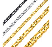Collana a catena 3mm di larghezza liscia Figaro NK Collana di design 3: 1 18 pollici (46cm) Lunghezza regalo per figlio Gioielli in acciaio inossidabile placcato nero per ragazzi Catena a collo piatto