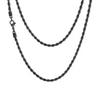 Collana a catena a corda per uomo e donna, catena a maglie intrecciate in acciaio inossidabile 316L, color oro, argento, nero, ipoallergenica, impermeabile, regalo per lui e lei, 3 mm, 4 mm, 5 mm, 16