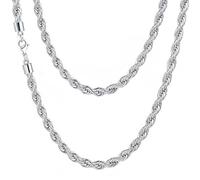 Collana a catena a corda per uomo e donna, catena a maglie intrecciate in acciaio inossidabile 316L, color oro, argento, nero, ipoallergenica, impermeabile, regalo per lui e lei, 3 mm, 4 mm, 5 mm, 16