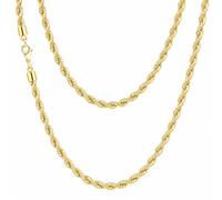 Collana a catena a corda per uomo e donna, catena a maglie intrecciate in acciaio inossidabile 316L, color oro, argento, nero, ipoallergenica, impermeabile, regalo per lui e lei, 3 mm, 4 mm, 5 mm, 16