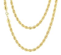 Collana a catena a corda per uomo e donna, catena a maglie intrecciate in acciaio inossidabile 316L, color oro, argento, nero, ipoallergenica, impermeabile, regalo per lui e lei, 3 mm, 4 mm, 5 mm, 16