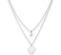 Collana A Catena A Forma Di Cuore In Argento 925 Con Zirconia 38Cm 1,1Mm