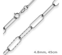 Collana A Catena Ancorata 4,8Mm Con Texture Paper-Clip In Argento 925 Rodio 45Cm