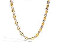 Collana a catena cava in acciaio color oro e argento con chicchi di caffè, unisex, versatile, 1 pezzo