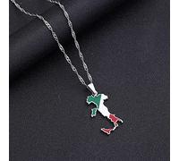 Collana A Catena Con Mappa Dell'Italia,Attraente Amuleto Di Gioielli Geometrici Con Ciondolo A Forma Di Mappa Italiana Per Donne Uomini,Gioielli Con Ornamenti Patriottici,Argento,Catena Da 45 Cm