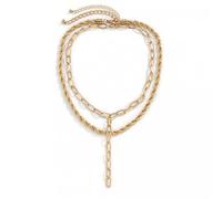 Collana a Catena in Corda di Metallo Intrecciata Gotica Collane Lunghe a Catena a Maglie a Strati Vintage per Gioielli da Donna