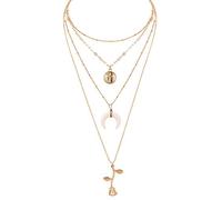 Collana a Catena Multistrato boema con Ciondolo Croce di Luna Rosa Collana con Catena a Catena con Ciondolo Vintage Creativa e utile Nice And Clever