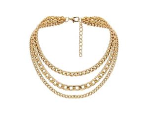 Collana a catena multistrato pre-miscelata color oro, gioielli pendenti impilati Twist O Link, collane a strati di vari spessori per abiti autunnali a maglia semplice