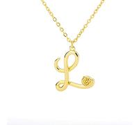 Collana a catena per donna, piccola collana con lettera iniziale in oro per donna, collana con ciondolo dell'alfabeto in acciaio inossidabile, regali di Natale L