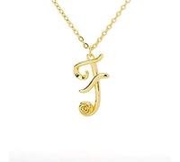 Collana a catena per donna, piccola collana con lettera iniziale in oro per donna, collana con ciondolo dell'alfabeto in acciaio inossidabile, regali di Natale F