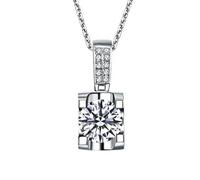 Collana a Ciondolo Bianco per Donne, Girocollo di Fascino collane Delicata Design Geometrico Classico con Collana a Catena a Diamante da Laboratorio Rotondo per Donne Bianche