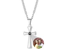 Collana a croce con proiezione fotografica personalizzata per uomo personalizzata con immagine all'interno I Love You collana con ciondolo in argento sterling 100 lingue per uomini ragazzi