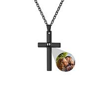 Collana a croce con proiezione fotografica personalizzata per uomo personalizzata con immagine all'interno I Love You collana con ciondolo in argento sterling 100 lingue per uomini ragazzi