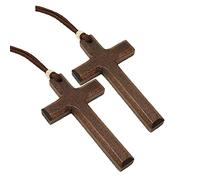 Collana a croce per uomo - Collana con ciondolo a forma di croce in legno, regalo per donna, uomo, ragazzo, ragazza, 7,27 x 1,89 x 0,39 cm, grande croce in legno con catena regolabile da 85 cm, Legno, Nessuna pietra preziosa