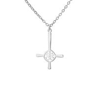 Collana a Croce Rovesciata Satanica Leviathan per Donne e Uomini Acciaio Inossidabile Chiesa Gotica di Satana Leviathan Croce Ciondolo Collane Gioielli Amuleto Religioso (argento)