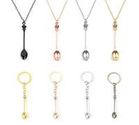 Collana A Cucchiaio Da 4 Pezzi E Portachiavi A Cucchiaio Da 4 Pezzi, Gioielli Dallo Stile Creativo, Gioielli Mini Cucchiaio, Accessori Di Moda