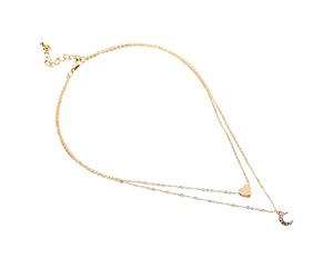 Collana a cuore con ciondolo fatto a mano delicato girocollo in oro Collana corta a strati con luna d'amore per donne con cristallo di zirconia, regalo di compleanno di Natale gioielli per donne ragaz