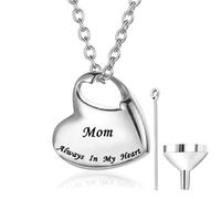 Collana a Cuore per Regalo di Compleanno di Donne Figlia Collana Personalizzata, ciondolo a forma di cuore, con motivo inciso di MAMA, con collana, Urna Collane per Ceneri Cremazione Memorial Acciaio