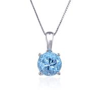 Collana a di Gemma Blu Naturale per Donne Gioielli 925 Argento Rotondo Ciondolo