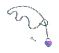 Collana a doppio cuore punk rock cubano lunga catena girocollo alla moda Lariat Neckchain accessorio per donne uomini