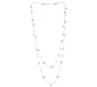Collana a Doppio Filo con Perline per Donna, Perline di Cristallo Azzurro Sfaccettate su Filo Sottile Elegante Statement
