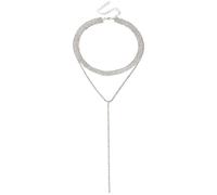 Collana a doppio filo da donna con strass brillanti, a forma di Y e girocollo, catene in lega liscia, gioielli pronti da regalare